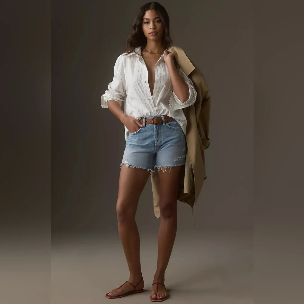 Anthropologie AGOLDE Parker Denim Long Shorts Sz 30 100% Organic Cotton - Picture 12 of 12